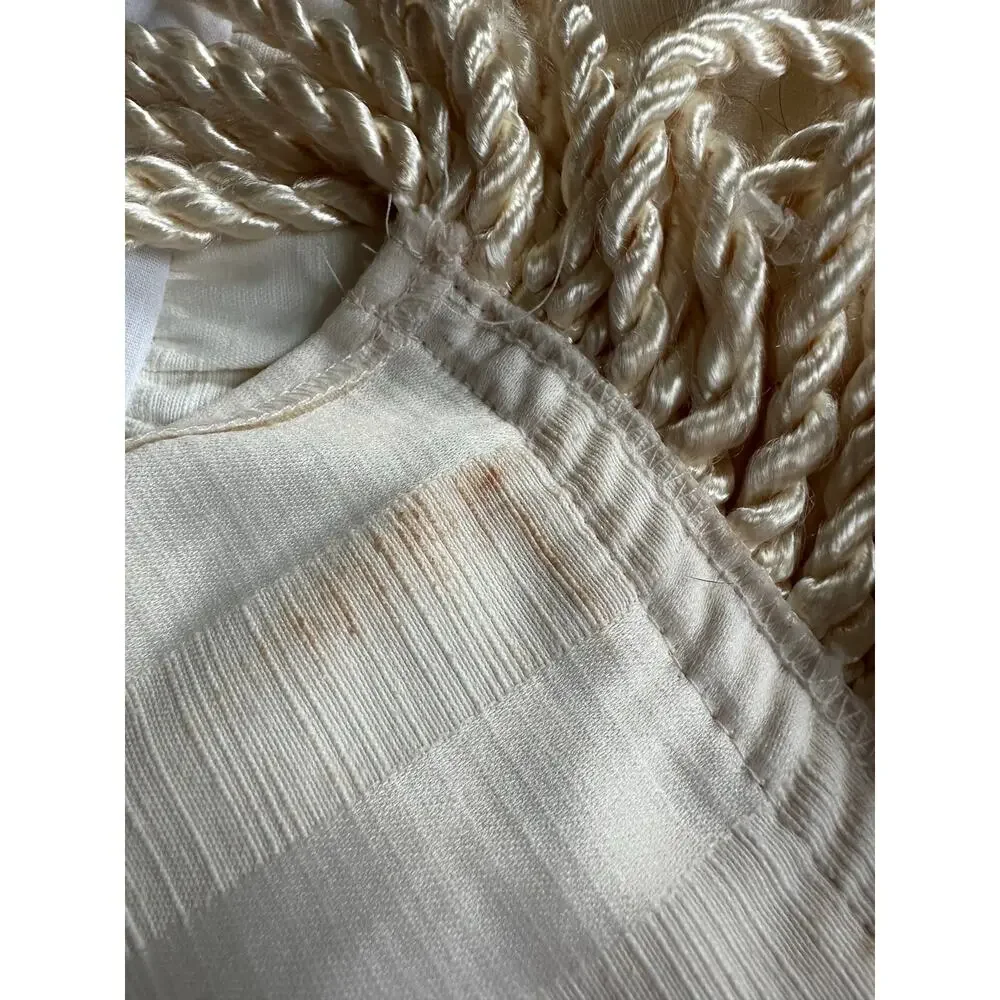 Vintage Bed Skirt fringed cream ivory full sz beautiful